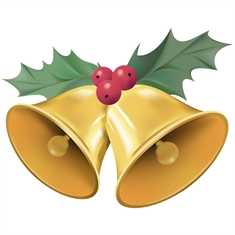 Christmas Decoration Golden Bells with Holly Sticker